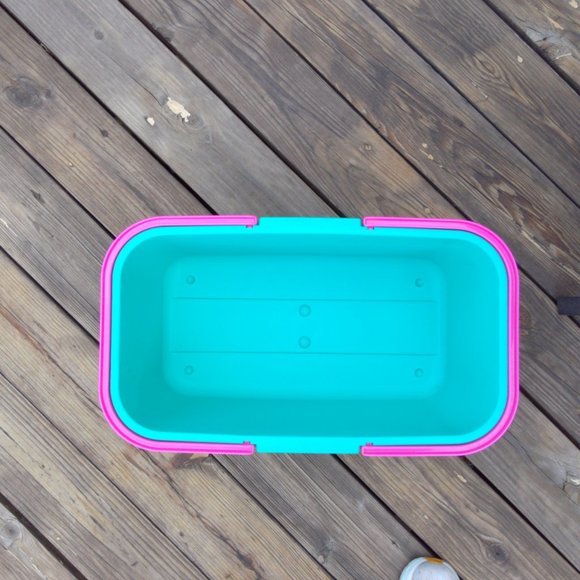 Vtg Eagle Craftstor Craft Tote Bin Aqua Pink - Picture 4 of 7